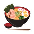 Ramen with Narutomaki Seaweed and Egg Royalty Free Stock Photo