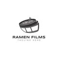 Ramen noodle bowl film cinema logo vector icon illustration Royalty Free Stock Photo