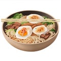 Ramen noodle, Pork noodles and egg with soup on white background Royalty Free Stock Photo