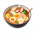 Ramen noodle, Pork noodles and egg with soup on white background Royalty Free Stock Photo