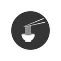 Ramen noodle soup bowl with chopsticks flat vector white icon for food apps websites Royalty Free Stock Photo
