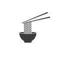 Ramen noodle soup bowl with chopsticks vector icon for food apps and websites Royalty Free Stock Photo