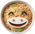 Ramen noodles with a cute face.