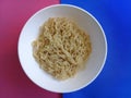 Ramen noodles in a white bowl