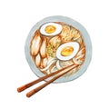 Ramen soup, Asian food, Marker illustration, Hand draw illustration, Isolated on white