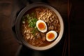 Ramen soup is a traditional Japanese dish consisting of noodles served in a flavorful broth, typically made with soy Royalty Free Stock Photo