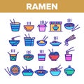 Ramen Spaghetti Food Color Icons Set Vector Royalty Free Stock Photo