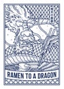 Ramen to a dragon Ink outline sketch