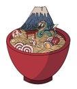 Ramen vector illustration for doodle art.