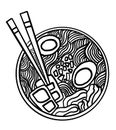 Ramen vector illustration for doodle art.