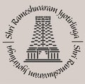 Rameshwaram jyotirlinga temple 2d icon with lettering. Art work