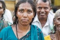 Portrait of Asian senior beautiful woman serious sad wearing traditional Indian dress sari. Royalty Free Stock Photo