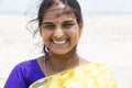 Portrait of Asian senior beautiful woman smiling wearing traditional Indian dress sari. Royalty Free Stock Photo