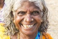 Portrait of Asian senior beautiful woman smiling wearing traditional Indian dress sari. Royalty Free Stock Photo