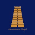 Rameshwaram temple vector icon with text. golden Rameshwaram mandir icon