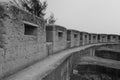 Rammed earth wall black and white image