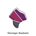 Ramnagar Barbanki City of India Country map vector illustration design template, vector with outline graphic sketch style on white