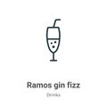 Ramos gin fizz outline vector icon. Thin line black ramos gin fizz icon, flat vector simple element illustration from editable