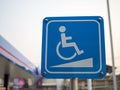 Ramp Access Sign for the Disabled, wheelchair ramps Royalty Free Stock Photo