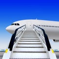 Ramp at airport near white plane Royalty Free Stock Photo