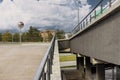 A ramp for cars to enter from an underground parking lot to a multi-storey residential building Royalty Free Stock Photo