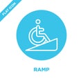 ramp icon vector from accessibility collection. Thin line ramp outline icon vector illustration. Linear symbol for use on web and