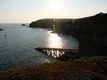 The ramp of the Lifeboat at the southernmost point of Great Britain in the setting sun in the evening at Lizard Point in Cornwall Royalty Free Stock Photo