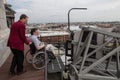 ramp for lifting on a specially made for wheelchair users viewing the tourist area