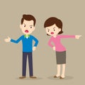 Rampage mom and dad.Angry woman and man quarreling. Royalty Free Stock Photo