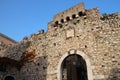 ramparts and gate (porta catania) in taormina in sicily (italy) Royalty Free Stock Photo