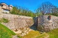 The ramparts and a moat of Castle of Brescia, Italy