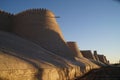Ramparts of the old town of Khiva view of the beautiful evening patterns of Uzbekistan