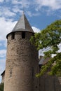Ramparts tower of Medieval City of Carcassonne in France Royalty Free Stock Photo