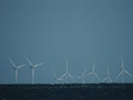 Rampion wind farm and views over the sea with some hidden from view partially