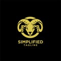 Goat sheep rams bull gold line head logo icon designs vector simple illustrationa Royalty Free Stock Photo
