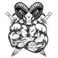 Rams Hardcore Muscle Sword Red Vector Royalty Free Stock Photo