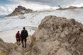 People hiking around Dachstein Hunerkogel mountain station on August 17, 2017 in Ramsau am Dachstein, Austria. Royalty Free Stock Photo