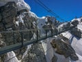 Ramsau am Dachstein, Steiermark/Austria - April 11 2016: Views from the Dachstein Glacier shot of the suspension bridge