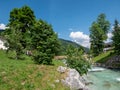 Ramsauer Ache mountain stream in the Berchtesgaden Alps Royalty Free Stock Photo