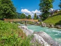 Ramsauer Ache mountain stream in the Berchtesgaden Alps Royalty Free Stock Photo