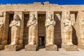 Ramses statues in front of the Karnak temple, Luxor Egypt Royalty Free Stock Photo