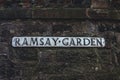 Ramsey Garden street name sign, Edinburgh, Scotland Royalty Free Stock Photo