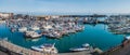 Panoramic image of the historic Royal Harbour on a bright winter day. Royalty Free Stock Photo