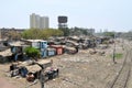 Ramshackle huts in Mumbai's slum Dharavi Royalty Free Stock Photo