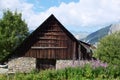 Ramshackle ruin barn in the french alps