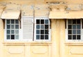 Ramshackle windows with breaked glass Royalty Free Stock Photo