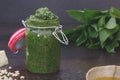 Ramson pesto in jar Royalty Free Stock Photo