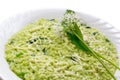 Ramsons wild garlic leek risotto with parmesan cheese,