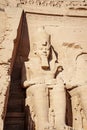 Ramsses II or Ramsses the Great statue carved in rock mountain at Abu Simbel Temple Egypt Royalty Free Stock Photo