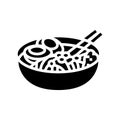 ramyeon noodles korean cuisine glyph icon vector illustration